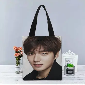 Nye Brugerdefinerede Lee Min Ho trykt Håndtaske lærred tote tasker shopping rejse Afslappet Nyttige skuldertaske kvinder taske 5