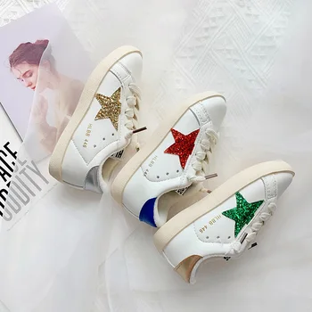 Nye børn sportssko koreanske drenge' casual sko med blød bund piger stjerne pailletter lille hvid sko til børn casual sko