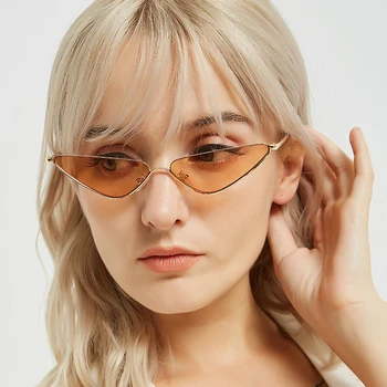 Nye Cat Eye Vintage Solbriller Kvinder Sød Sexet Lille Ramme solbriller Til Kvinder Orange UV400 Nuancer Oculos De Sol Feminino 0