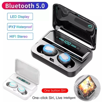 Nye F9 Vandtæt HiFi Bluetooth-5.0 støjreduktion Stereo Trådløse TWS Touch-Knappen Stereo LED Headset Telefon Opladning Sagen 0