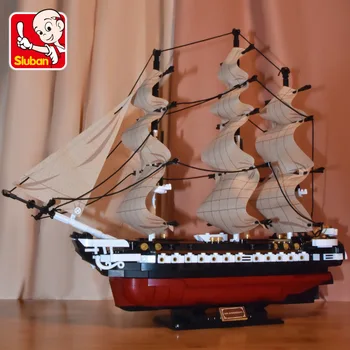 Nye Gamle Skib, Båd Byggesten Kits Forfatning Sejlads Pædagogiske Tal Mursten Legetøj Til Børn Julegave 4
