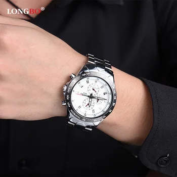 Nye Longbo Luxury-Brand-Ure Mænds Mode Afslappet Mandlige Sports Ure Ur Fuld Rustfrit Stål Militære Armbåndsure 2