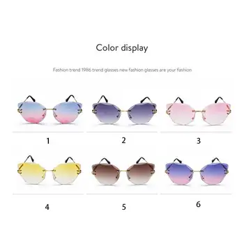 Nye Sommer Uindfattede Solbriller Kvinder Diamant Trimning Sol briller Gradient Klar Linse Metal af Høj Kvalitet, Cateye Briller 0