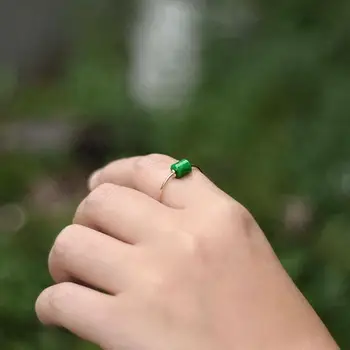 Nye Sølv Naturlige Jade, Jade Geometriske Ring Niche Design, Håndværk Kolde Vind Kvinders Åbning Justerbar Mærke Smykker