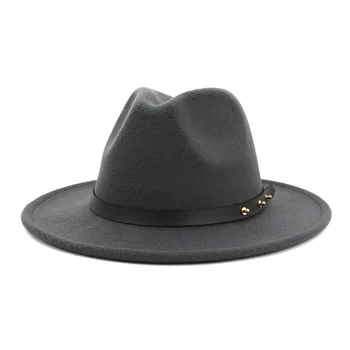 Nye Vintage Fedora Mænd Uld Wide Brim Top Hat Vinter Efterår for Kvinde Chapeau brun Kirke Bowler Hat Kvinder Jazz Hatte HF06 0