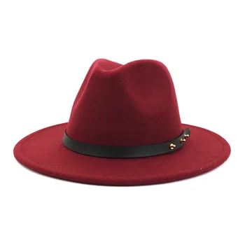 Nye Vintage Fedora Mænd Uld Wide Brim Top Hat Vinter Efterår for Kvinde Chapeau brun Kirke Bowler Hat Kvinder Jazz Hatte HF06 1