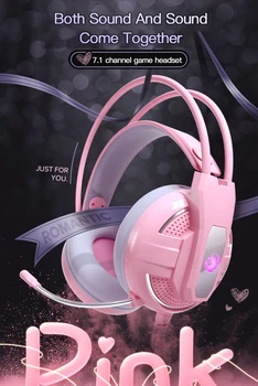 Nyeste Headset Gamer Pink Kat Ear Headset Søde PS4-Telefon, PC Med Mikrofon-3,5 mm USB Gaming Telefon PS4 Overear Gamer Pink 5
