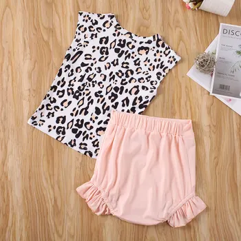 Nyfødte spædbarn baby pige sæt tøj korte ærmer leopard top kort, der passer spædbarn baby tøj sæt 3