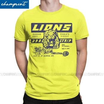 Nyhed Intage Mode Racing Bil Lions Trække Strimmel Gul T-Shirt Til Mænd T-Shirt Once Upon A Time In Hollywood T-Shirt 0