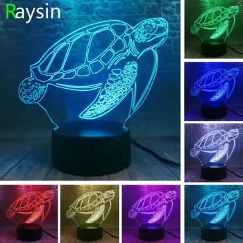 Ocean Sea Turtle Børnehave Nat Lys Sjove Smart 7 Farverne skifter USB Drevne Barn Kids Soveværelse Lampe Drenge Baby Xmas Legetøj Indretning 3