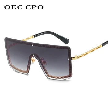 OEC CPO Fashion Damer Uindfattede Solbriller 2019 Brand Designer Ét stykke solbriller Til Kvinder, Mænd Trendy Beskyttelsesbriller Oculos O253 0