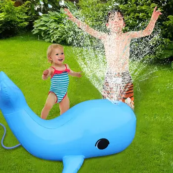 Offentlig Afspilning Børn Oppustelige Sprøjte Vand Pad Søde Tegneserie Dyr Dolphin Vand Mat Spille Pool Lawn Sprinkler-Toy 0