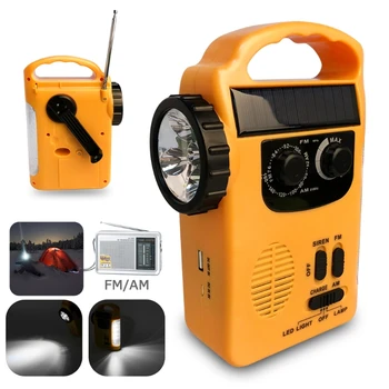 Offentlig Nød Solens Dynamo Radio Bærbare ER FM Radio Power Bank med LED Lommelygte Nødsituation Lampe 0