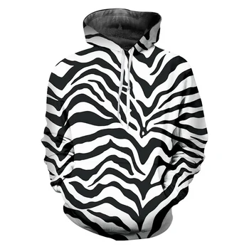 OGKB Sweatshirts og Hættetrøjer Homme Varm Hætte Leopard 3D-Hættetrøjer Trykt Zebra Striber Afslappet Plus Størrelse 6XL Kostume Mand Vinter Hoody 0
