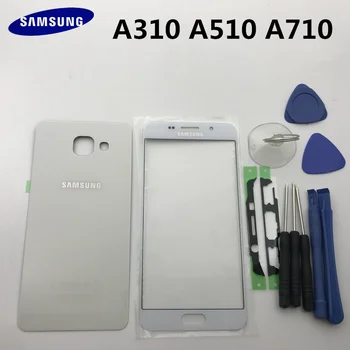 Original Bagside Batteri Glas bagdøren Dække+Front touch glas linse Til Samsung Galaxy A3 A310 A5 A510 A7 A710 2016 2