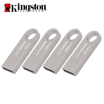 Original Kingston USB-Flash-Drev Nøgler 32GB USB 2.0-Pen-Drev 16GB Metal Materiale DTSE9H Flash USB-Stick 4