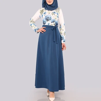 OTEN 2020 Abayas Muslimske Kjole Til Kvinder Afslappet og Elegant Patchwork Print Mænds Kimono Islamiske Kvindelige Robe Plus Size Kjoler Lange 0