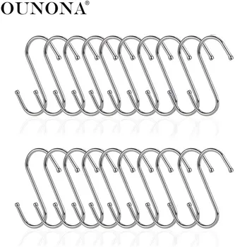 OUNONA 20pcs S-Formet Perleplade Loft Suspendere Kæde S Kroge Hylde Vise Merchandiser Strip Bøjle Banner Tegn