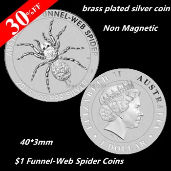 - P Australske Perth Mint dyreliv Dyr 1 Troy Ounce .999 Sølv Mønt $ 1 Dollar Australien Funnel-Web Spider Bullion Mønt 11791