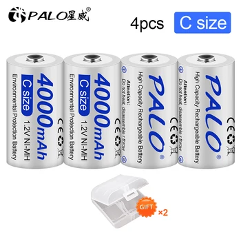 PALO 1-12pcs C Størrelse Genopladeligt Batteri 4000mAh Type C LR14 Batteri 1,2 V NI-MH Genopladelige C Batteriet i Lommelygten, gaskomfur 2