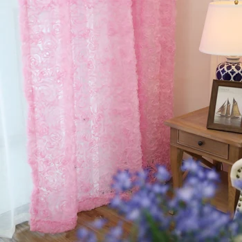 Pastoral koreanske Kreative Hvide Blonder 3D Rose Gardin Pink Voile Brugerdefinerede Vindue Skærme For Ægteskab Stue, Soveværelse wp148-40 5