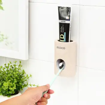 PATIMATE Automatisk Tandpasta Dispenser støvtæt tandbørsteholder Hvede Halm vægmonteret Hjem Squeezer Badeværelse Tilbehør 0
