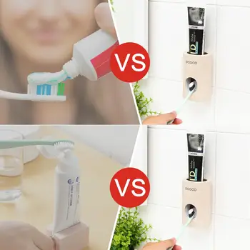 PATIMATE Automatisk Tandpasta Dispenser støvtæt tandbørsteholder Hvede Halm vægmonteret Hjem Squeezer Badeværelse Tilbehør 1
