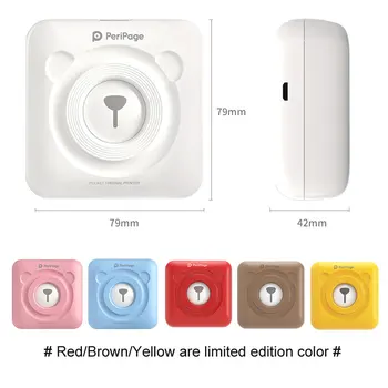 Peripage A6 304dpi mini pocket bluetooth-printer termisk foto printer, røde, brune, gule til mobiltelefoner, Android, IOS gave