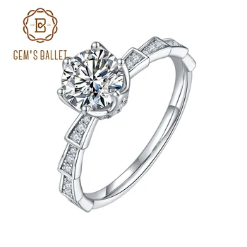 PERLE ' S BALLET 925 Sterling Sølv Moissanite Ring 1ct D Farve Moissanite Diamant Kvinders Engagement Ring Pass Diamant Test 0