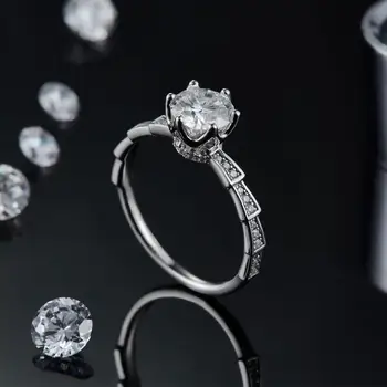 PERLE ' S BALLET 925 Sterling Sølv Moissanite Ring 1ct D Farve Moissanite Diamant Kvinders Engagement Ring Pass Diamant Test 3