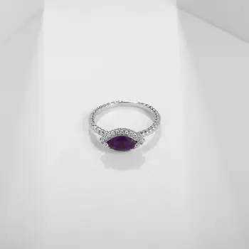 PERLE ' S BALLET Naturlige Safir Topas Ametyst Ædelsten Ring Smykker Klassiske 925 Sterling Sølv Marquise halo Ringe Til Kvinder 0