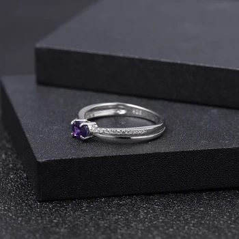 PERLE ' S BALLET Ægte 925 Sterling Sølv Ædelsten Ring 0.48 Ct Naturlige Ametyst februar Birthstone Ringe til Kvinder Fine Smykker 3