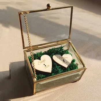 Personlig Ring Box,Rustik Ring Box,Glas Ring Indehaveren,Tilpasset Vielsesring Bærer Boks,Engagement Box 0