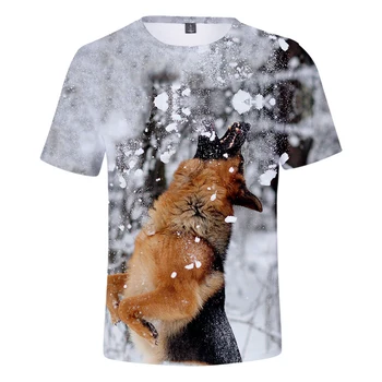 Personlighed t-shirt 3D-Print tyske Shepherd T-shirt Mænd/Kvinder Sød Hund Tøj Ung Sommer Mode tyske Shepherd T-shirt 2