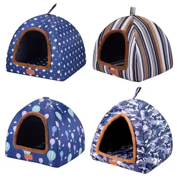 Pet Telt Hus Semi-lukket Behageligt Varme Yurt-stil Kennel Cat Litter Dog Hund Senge Tæppe Chihuahua 0