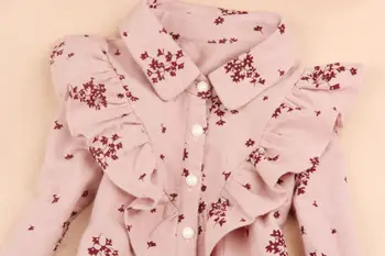 Piger bluser 2019 Efteråret kids tøj til børn tøj skole pige flæse bluse med blomster print bomuld barn shirt i 2-16Y 4