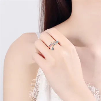 Piger Bright Crystal Ringe Til Bruden Bryllup Tilbehør Kvindelige 925 Sterling Sølv Ring For Kvinder Engagement Bijou Trendy Ringe 5024