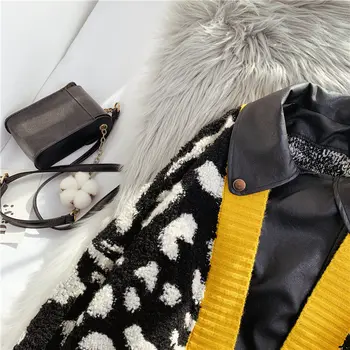 Plus Size Mode Midi-Kvindelige Pels 2021 Efterår Og Vinter Nye Løs Leopard Print Coat Western Stil Strikket Cardigan Med Læder Jakke 1