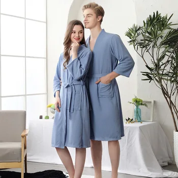 Plus Størrelse Kimono Kjole Bomuld Badekåber Kvinde Nattøj Nightgowns Homewear Pijama Langærmet Kjole Parrets Bære 2020 3