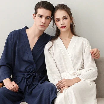 Plus Størrelse Kimono Kjole Bomuld Badekåber Kvinde Nattøj Nightgowns Homewear Pijama Langærmet Kjole Parrets Bære 2020 5
