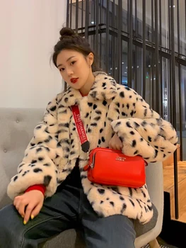 Plys jakke kvinder vinter kort 2020 nye koreanske version af løs lam uld kunstskind med leopard pels kvinder, vinter 4