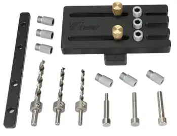 Premium Håndværker Træ Dowelling Jig Master Kit Sæt Til Boring 6mm,8mm,10mm Stift Huller med Twist Bor Set 5