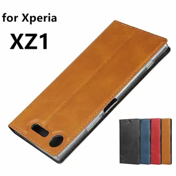 Premium Læder taske til Sony Xperia XZ1 F8342 Ultra-Tynd Flip Cover Case Magnetisk adsorption Tilfælde + 1 Lanyard 1