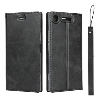 Premium Læder taske til Sony Xperia XZ1 F8342 Ultra-Tynd Flip Cover Case Magnetisk adsorption Tilfælde + 1 Lanyard 4
