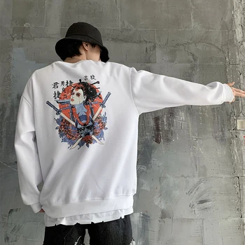 Privathinker Japan Ninja Print Oversize Sweatshirts Og Hættetrøjer Mænd Vinter Varm Grafisk Sweatshirt Harajuku Streetwear Hættetrøje 11162