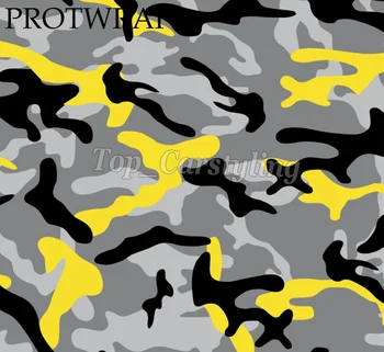 PROTWRAPS sort grå gul sne-camo camouflage bil pak folie klistermærker med bubble gratis size 1.52x10m/20m/30m til rådighed 1