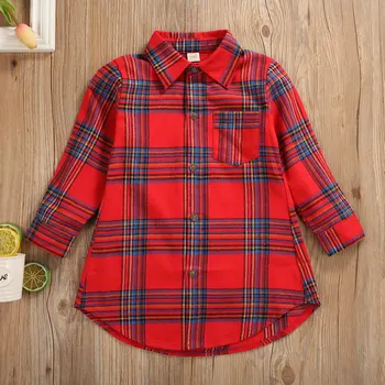 Pudcoco Toddler Dreng Pige Tøj Plaider Lange Ærmer-Knappen Kausale Shirt Pels Overalls Efteråret Tøj 0