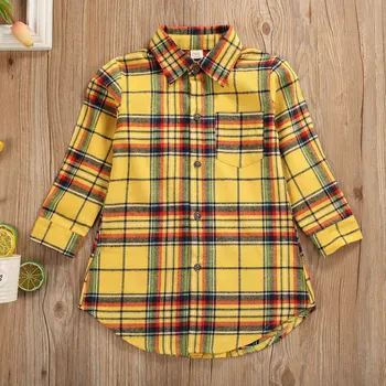 Pudcoco Toddler Dreng Pige Tøj Plaider Lange Ærmer-Knappen Kausale Shirt Pels Overalls Efteråret Tøj 3