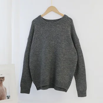 Pullover sweater ladies løs og blød uld sweater strikket pullover casual top pullover 24115