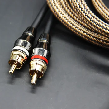 PUZU bil Audio RCA-lydkabel Forgyldt Audio Kabel-1m 2m 3m 5m til bil HiFi-forstærker, subwoofer-signal kabel 2